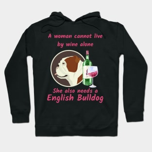 Funny English Bulldog and Wine Hoodie